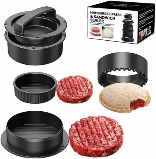 Komost 4-in-1 Non-Stick Hamburger Press Patty Maker with 100PCS Paper - Ultimate Burger Press Tool for Meat, Beef, and Bread