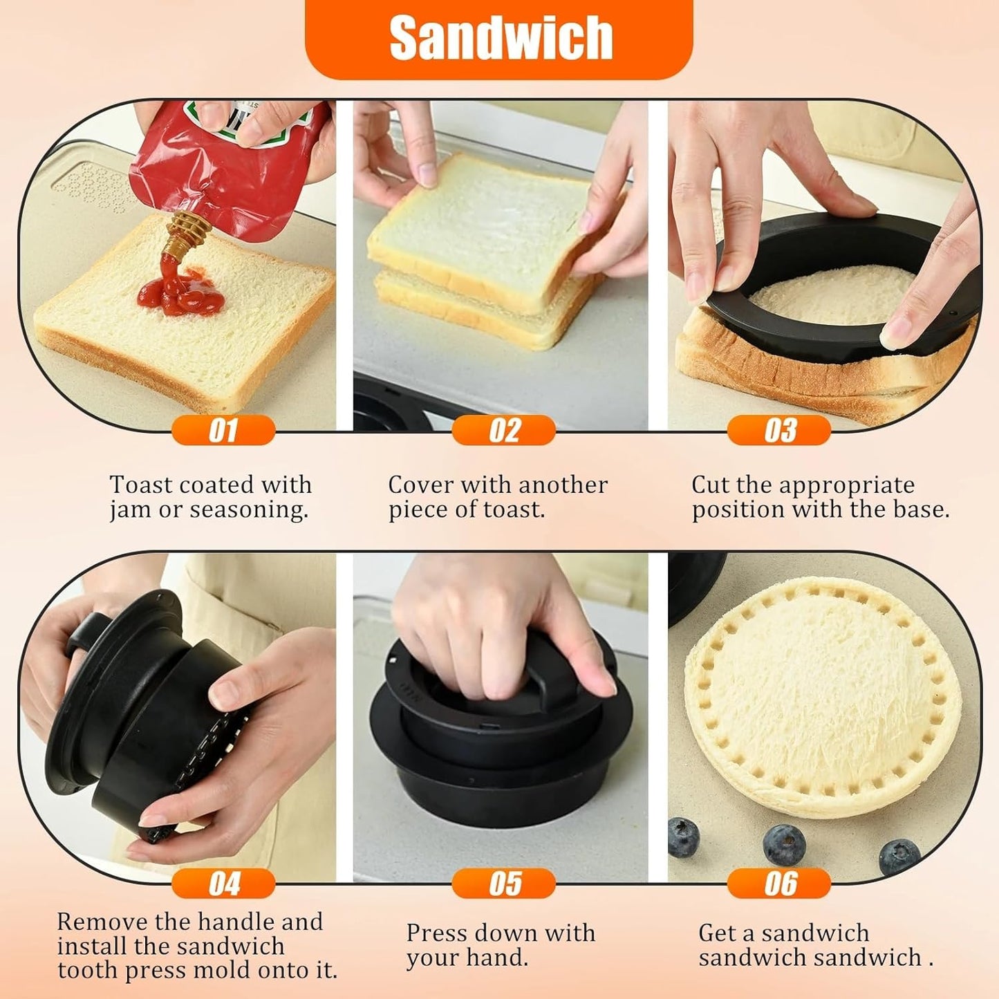 Komost 4-in-1 Non-Stick Hamburger Press Patty Maker with 100PCS Paper - Ultimate Burger Press Tool for Meat, Beef, and Bread