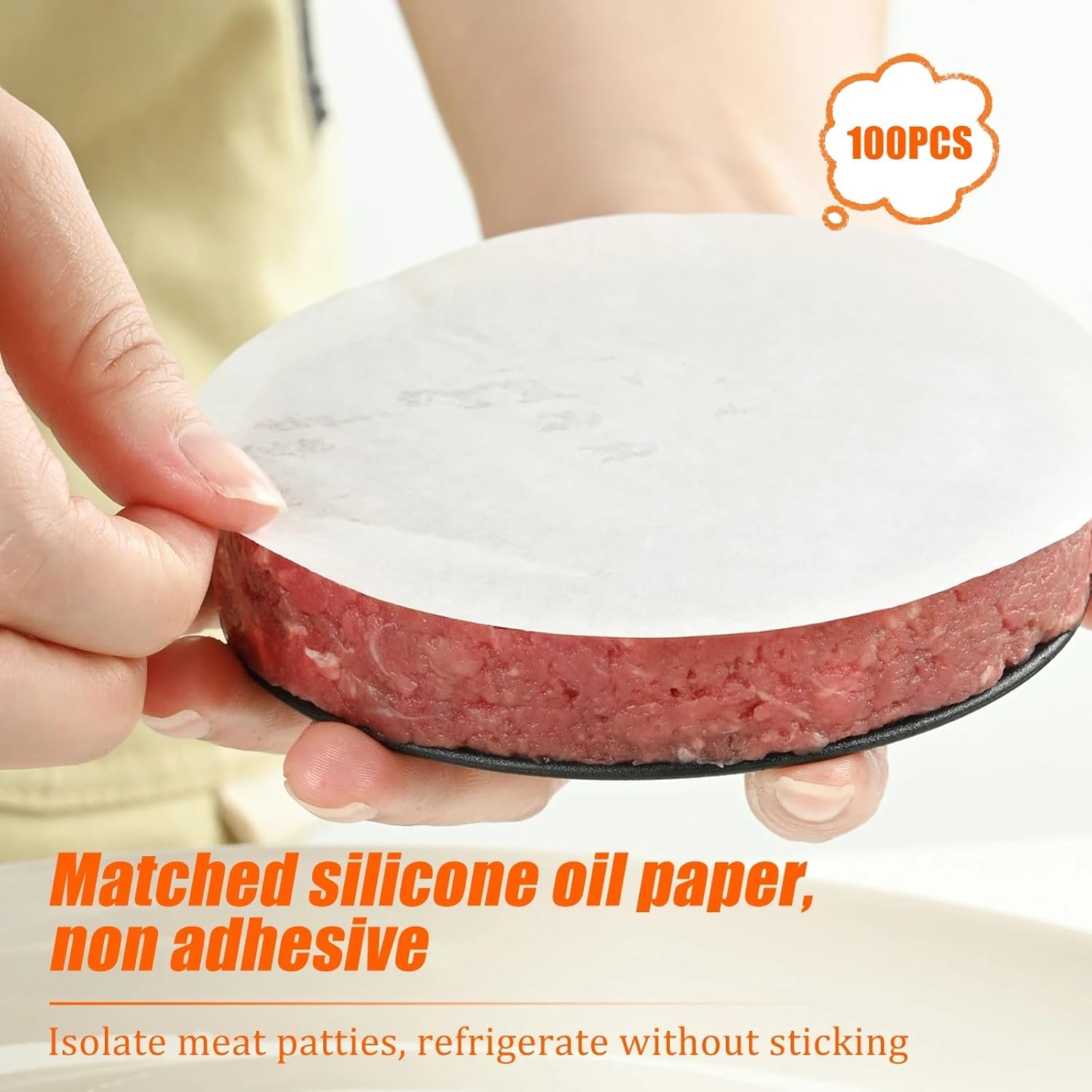 Komost 4-in-1 Non-Stick Hamburger Press Patty Maker with 100PCS Paper - Ultimate Burger Press Tool for Meat, Beef, and Bread