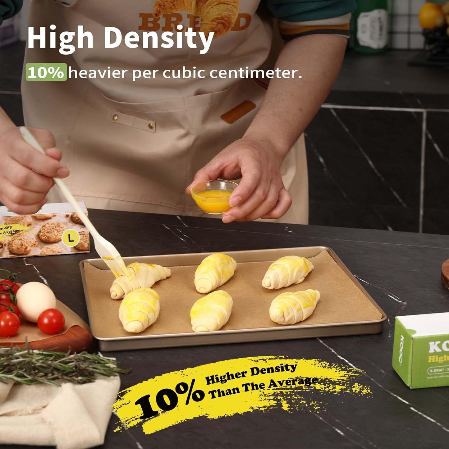 KOOC Premium 60-Foot Parchment Paper Roll - 12-Inch Width, Non-Stick, Unbleached Baking Paper - Ideal for Baking, Cooking, Food Prep - Compostable, High Density - 60 Sq Ft Coverage