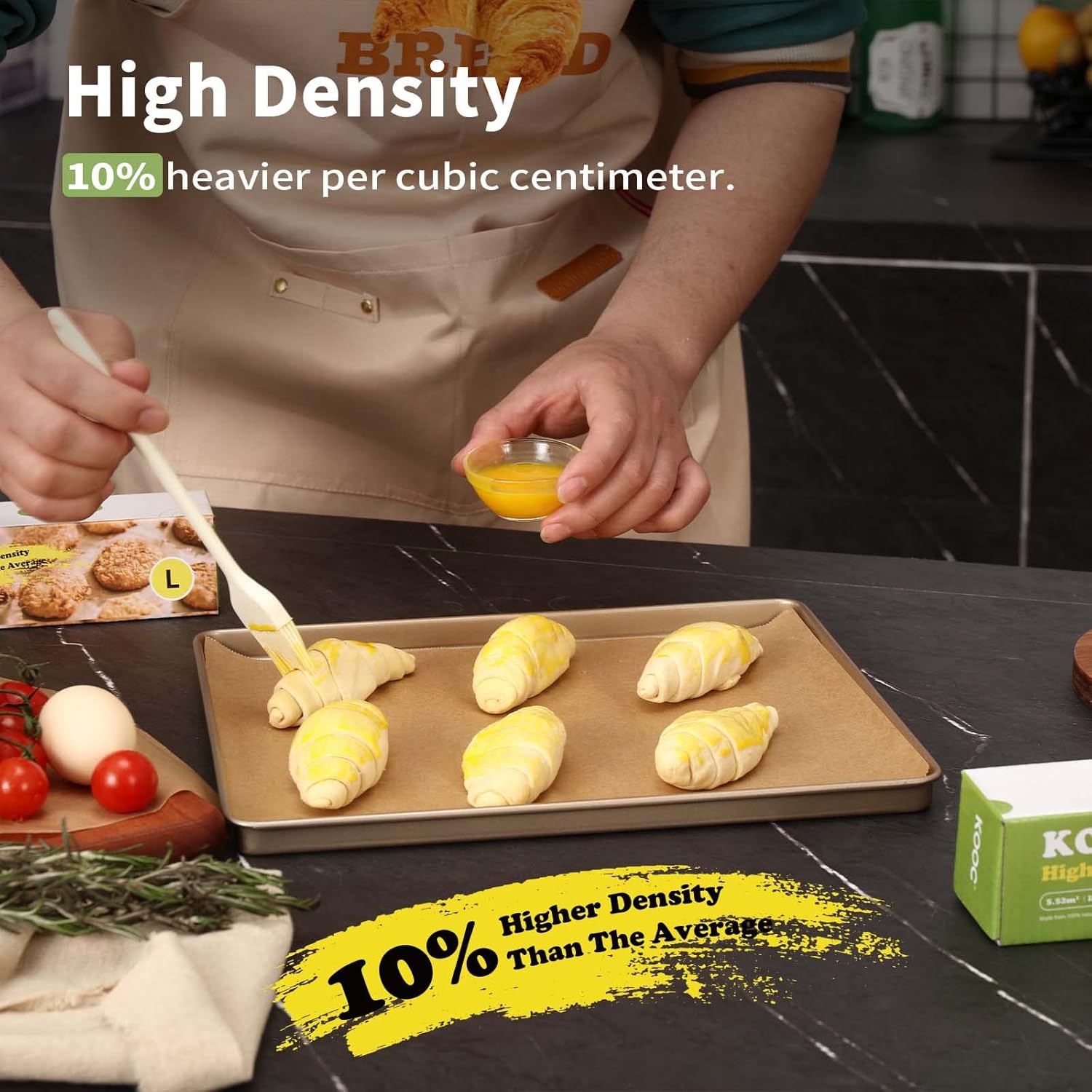 KOOC Premium 60-Foot Parchment Paper Roll - 12-Inch Width, Non-Stick, Unbleached Baking Paper - Ideal for Baking, Cooking, Food Prep - Compostable, High Density - 60 Sq Ft Coverage