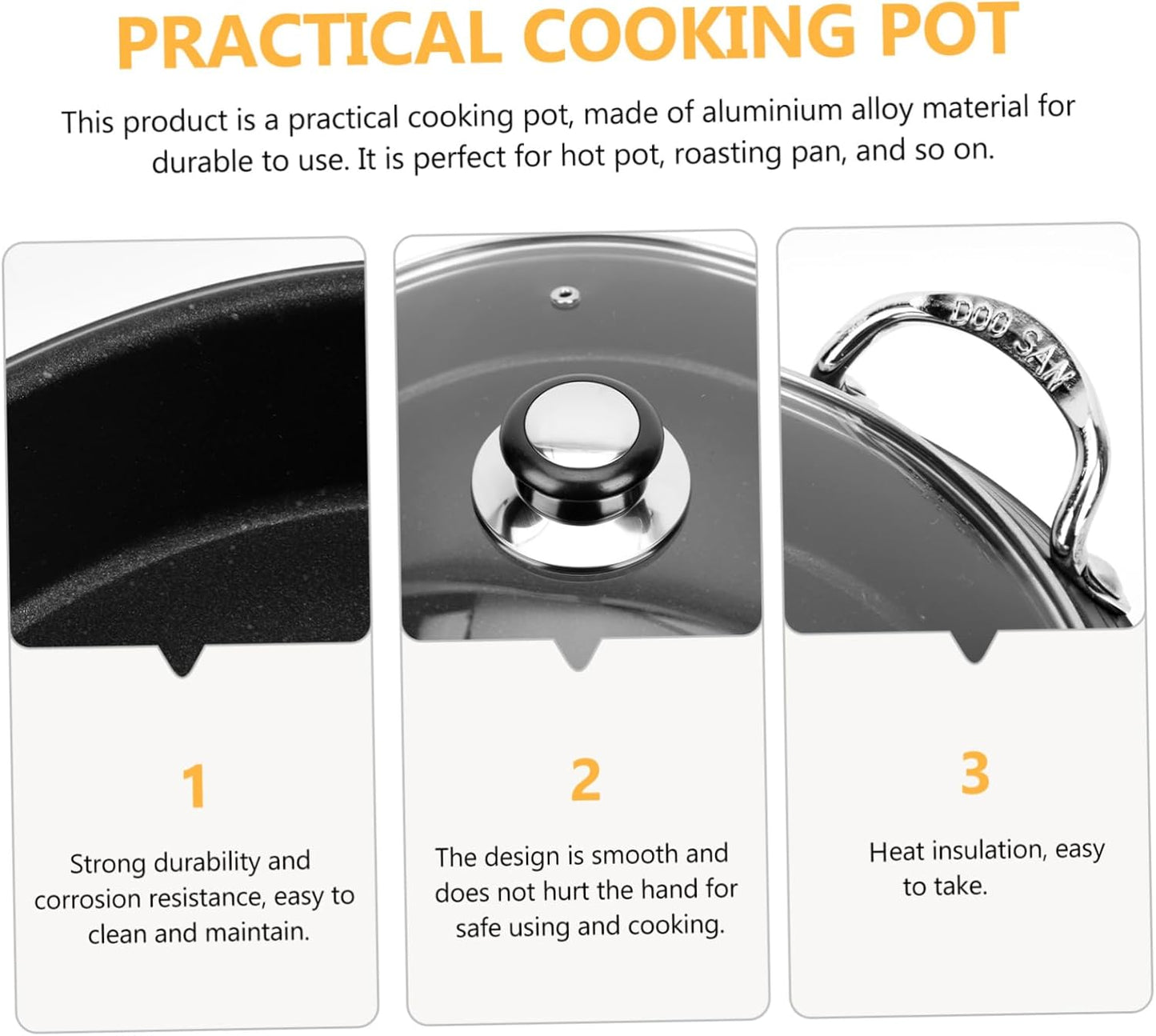 Korean Army Pot Aluminum Alloy Cooking Pot for Rice, Noodles, and Hot Pot