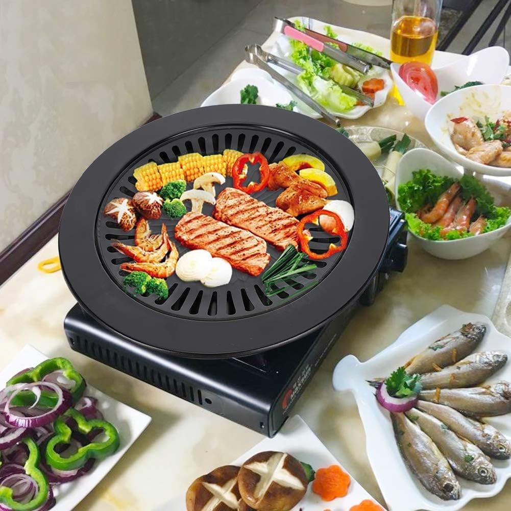 Korean BBQ Grill Pan Nonstick Stovetop Plate for Indoor Barbecue Roasting