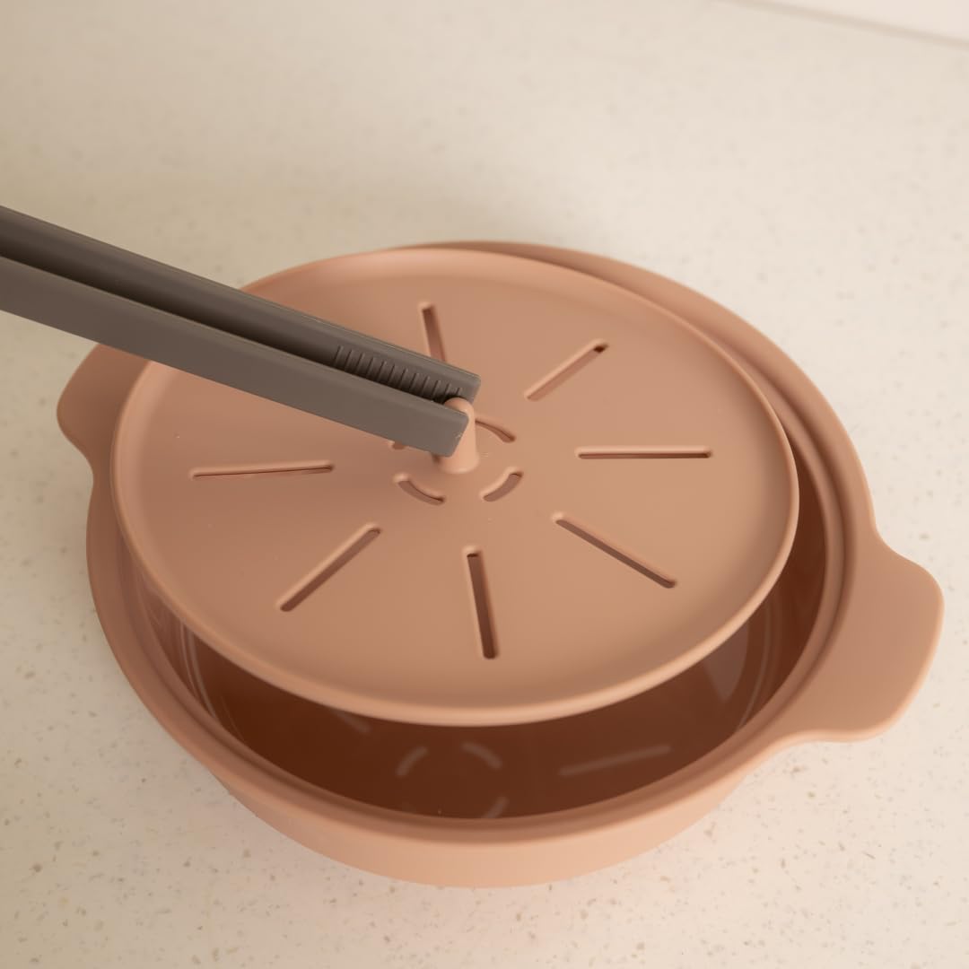 Korean Silicone Steamer with Basket, Dishwasher Safe, Microwave Cookware for Vegetables, Fish, and Dumplings