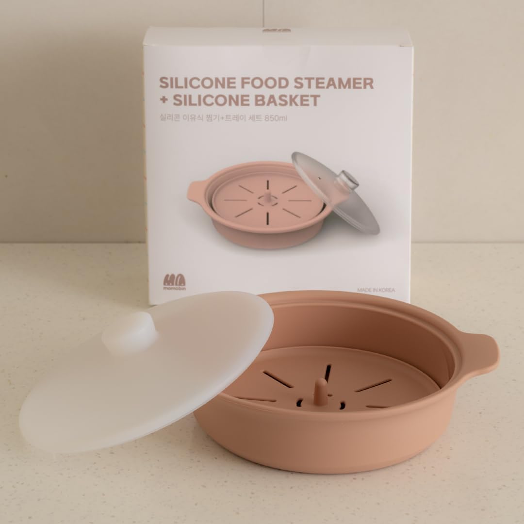 Korean Silicone Steamer with Basket, Dishwasher Safe, Microwave Cookware for Vegetables, Fish, and Dumplings