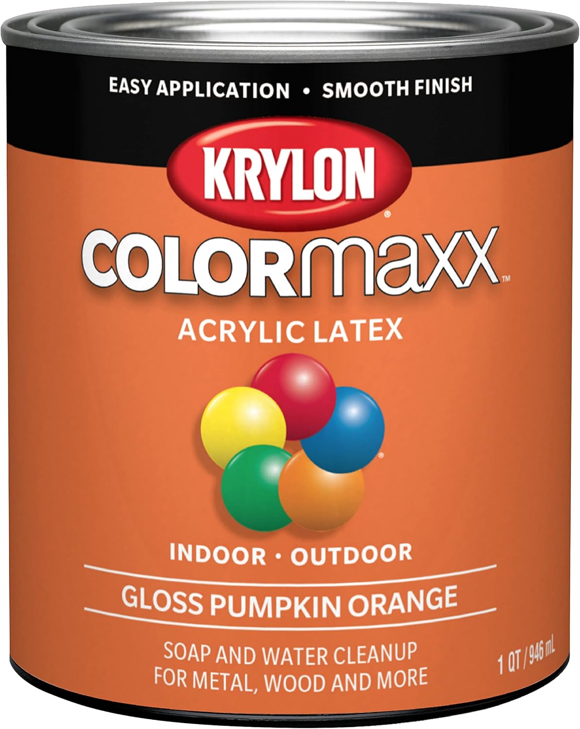 Krylon COLORmaxx Acrylic Latex Brush On Paint - Indoor/Outdoor Quart - Gloss Pumpkin Orange