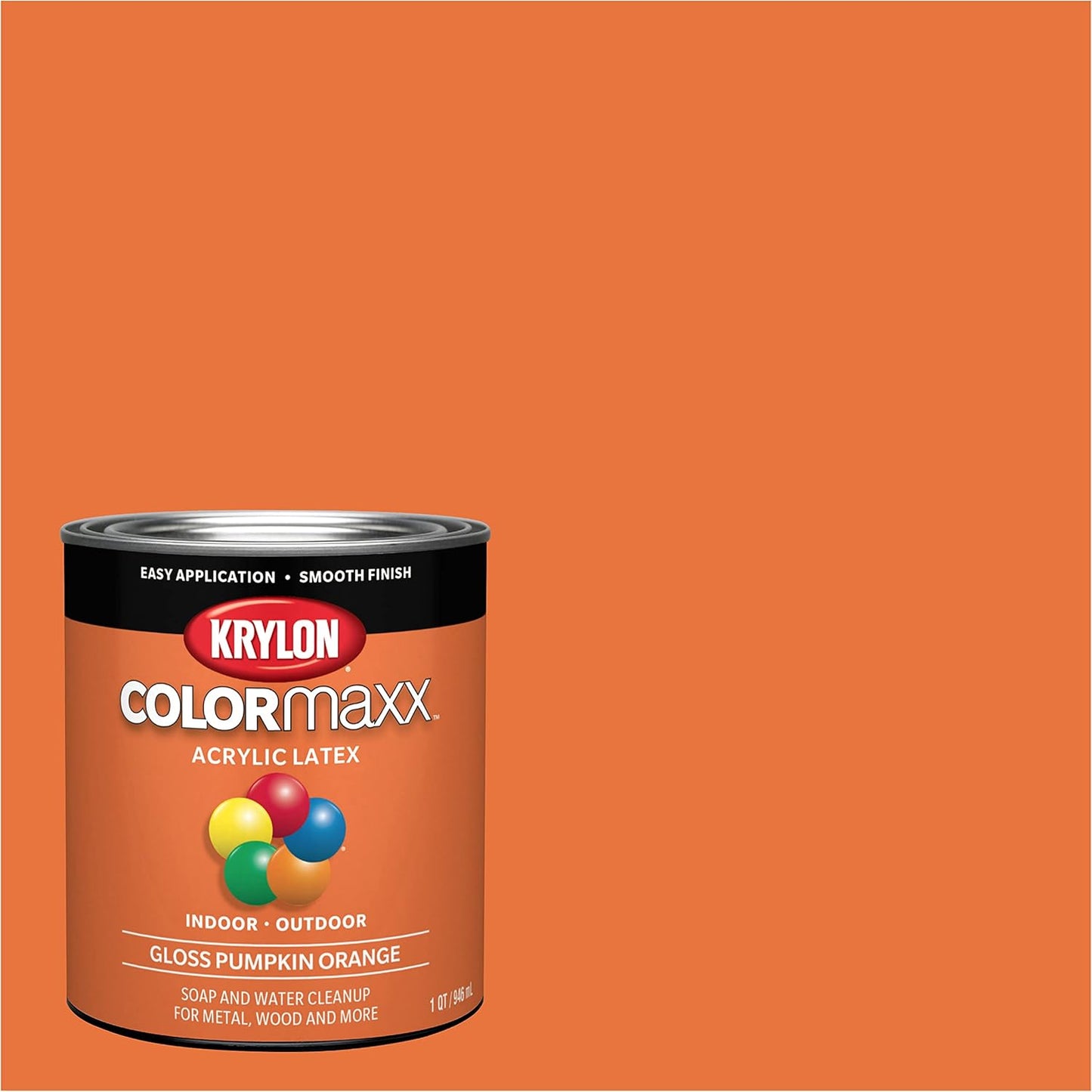 Krylon COLORmaxx Acrylic Latex Brush On Paint - Indoor/Outdoor Quart - Gloss Pumpkin Orange
