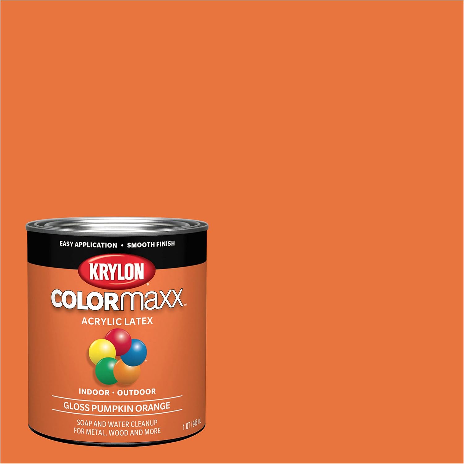 Krylon COLORmaxx Acrylic Latex Brush On Paint - Indoor/Outdoor Quart - Gloss Pumpkin Orange