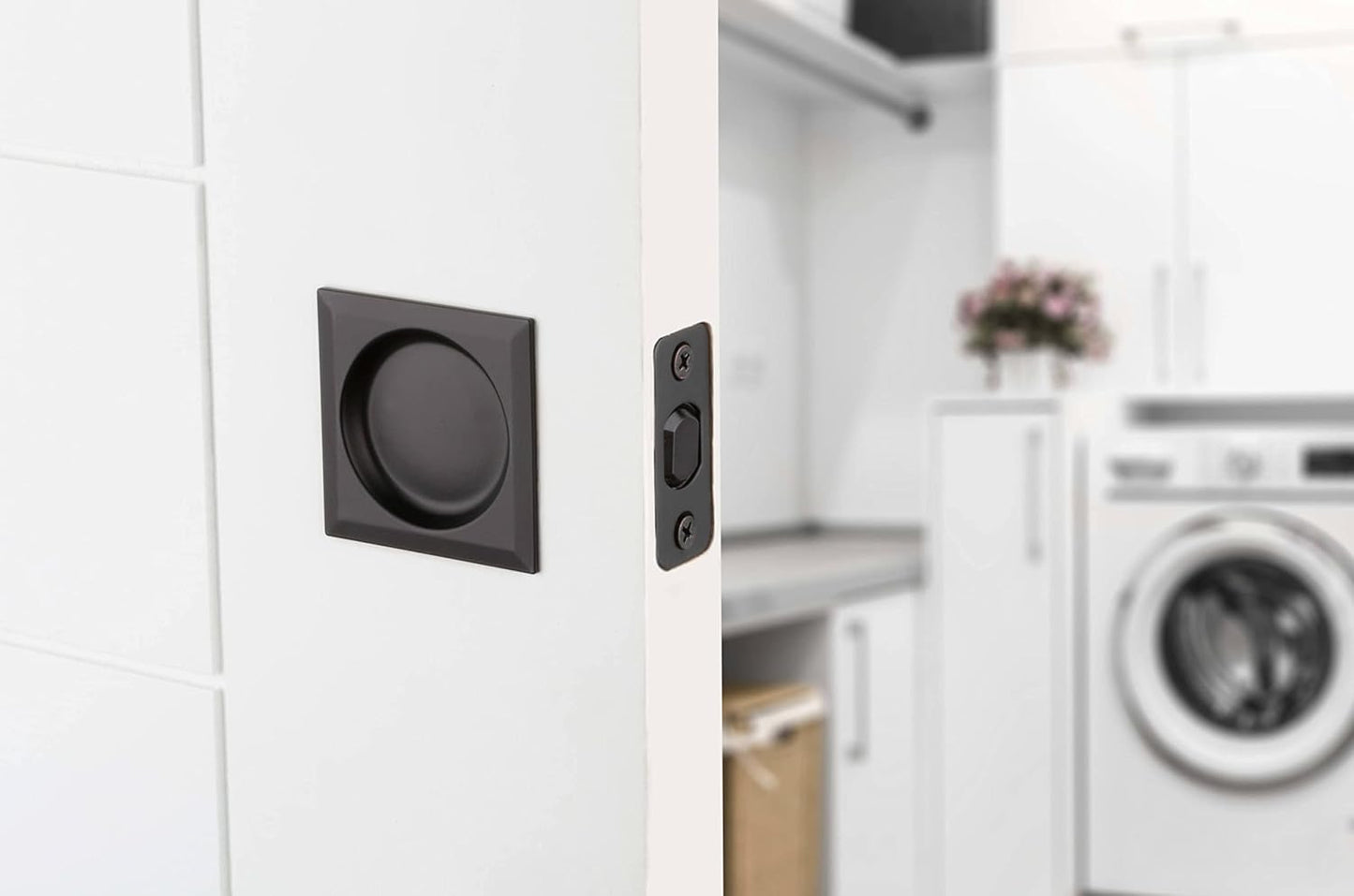 Kwikset 334SQT-514 Iron Black Finish Square Passage Pocket Door Lock - Durable and Stylish Security Solution - WildKart