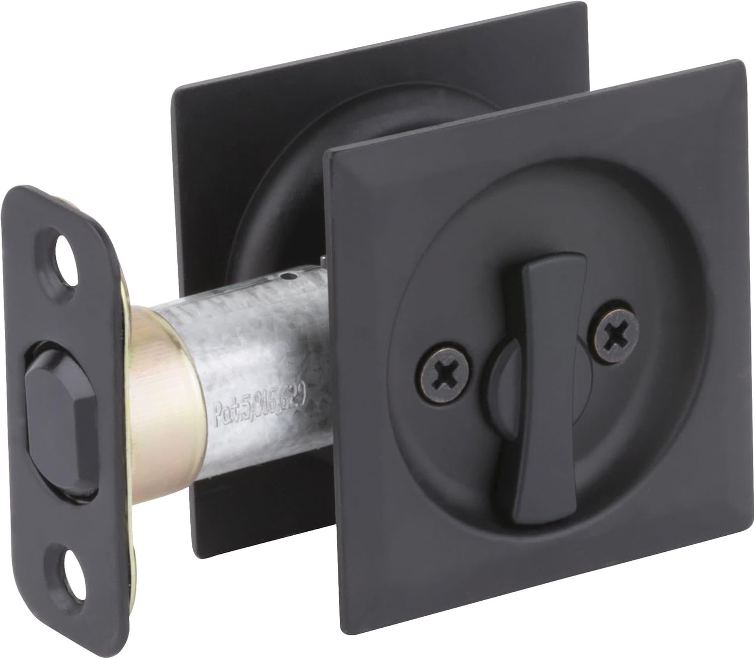 Kwikset 335SQT-514 Square Privacy Pocket Door Lock with Iron Black Finish - WildKart