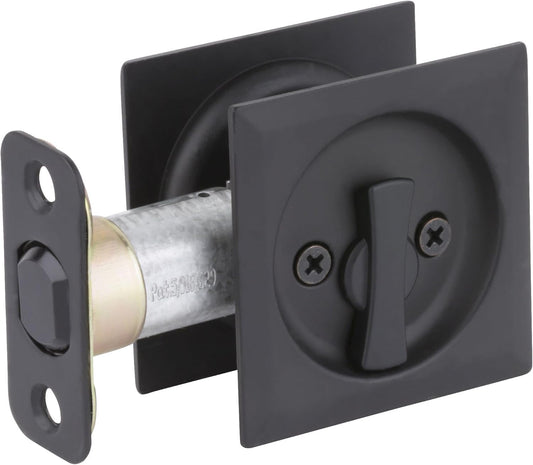 Kwikset 335SQT-514 Square Privacy Pocket Door Lock with Iron Black Finish - WildKart