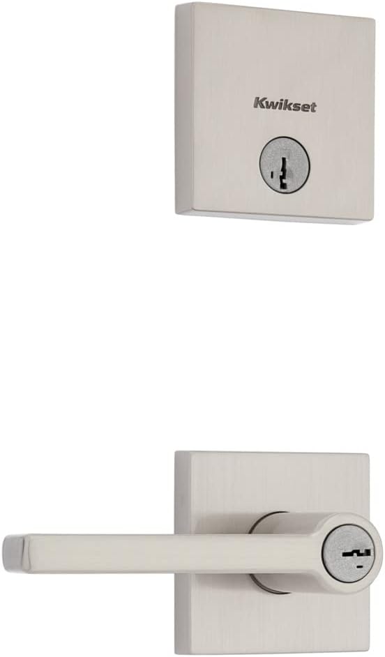 Kwikset 991 Halifax SmartKey Entry Lever & Deadbolt Combo Pack with Microban - Satin Nickel