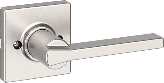 Kwikset Casey Single Sided Dummy Door Handle, Satin Nickel Interior Lever for Closets and French Double Doors, Reversible with Microban Protection