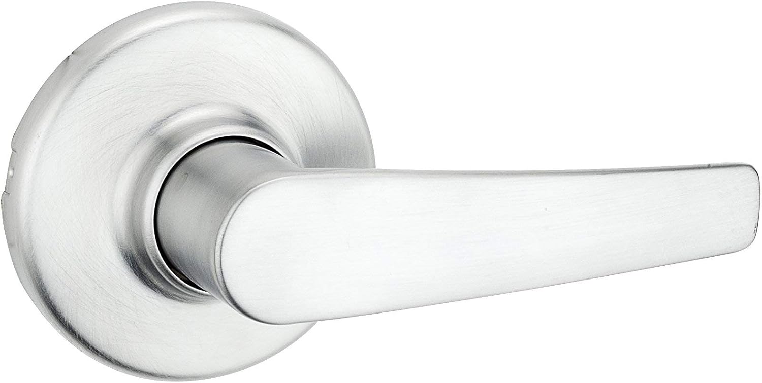 Kwikset Delta Passage Door Handle Lever for Closet and Hallway Doors, Reversible Non-Locking Satin Chrome