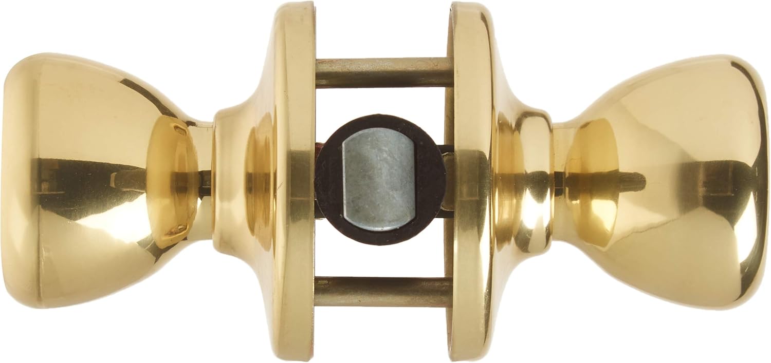 Kwikset Mobile Home Passage Door Knob in Polished Brass - Closet and Hallway Handle, Non-Locking