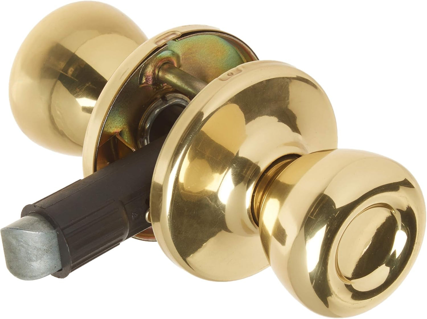 Kwikset Mobile Home Passage Door Knob in Polished Brass - Closet and Hallway Handle, Non-Locking