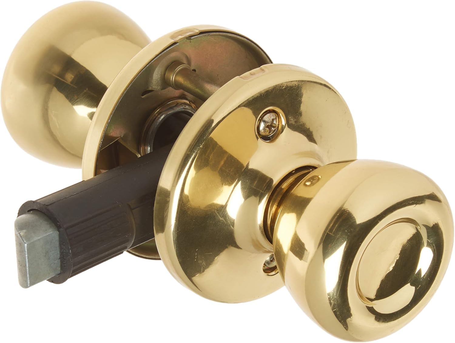 Kwikset Mobile Home Passage Door Knob in Polished Brass - Closet and Hallway Handle, Non-Locking