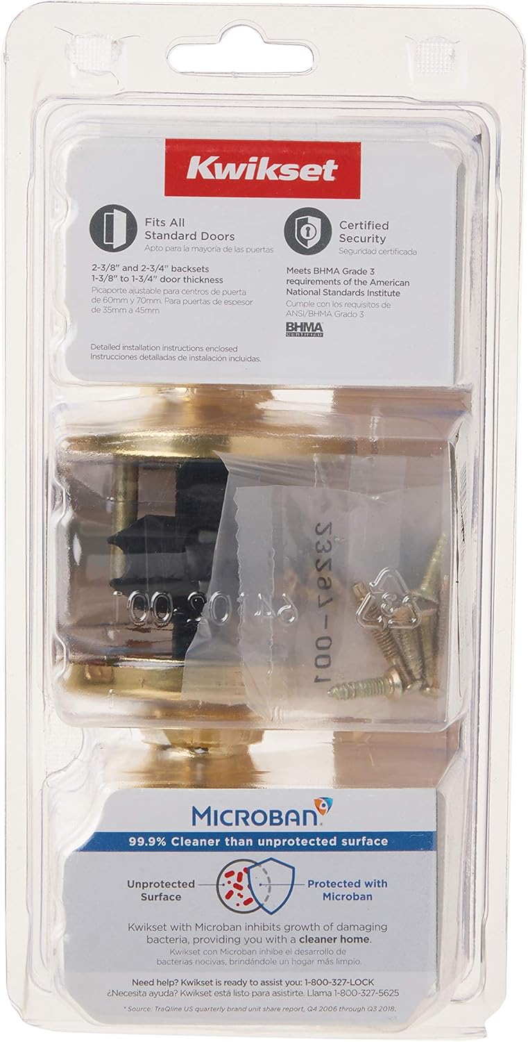 Kwikset Mobile Home Passage Door Knob in Polished Brass - Closet and Hallway Handle, Non-Locking