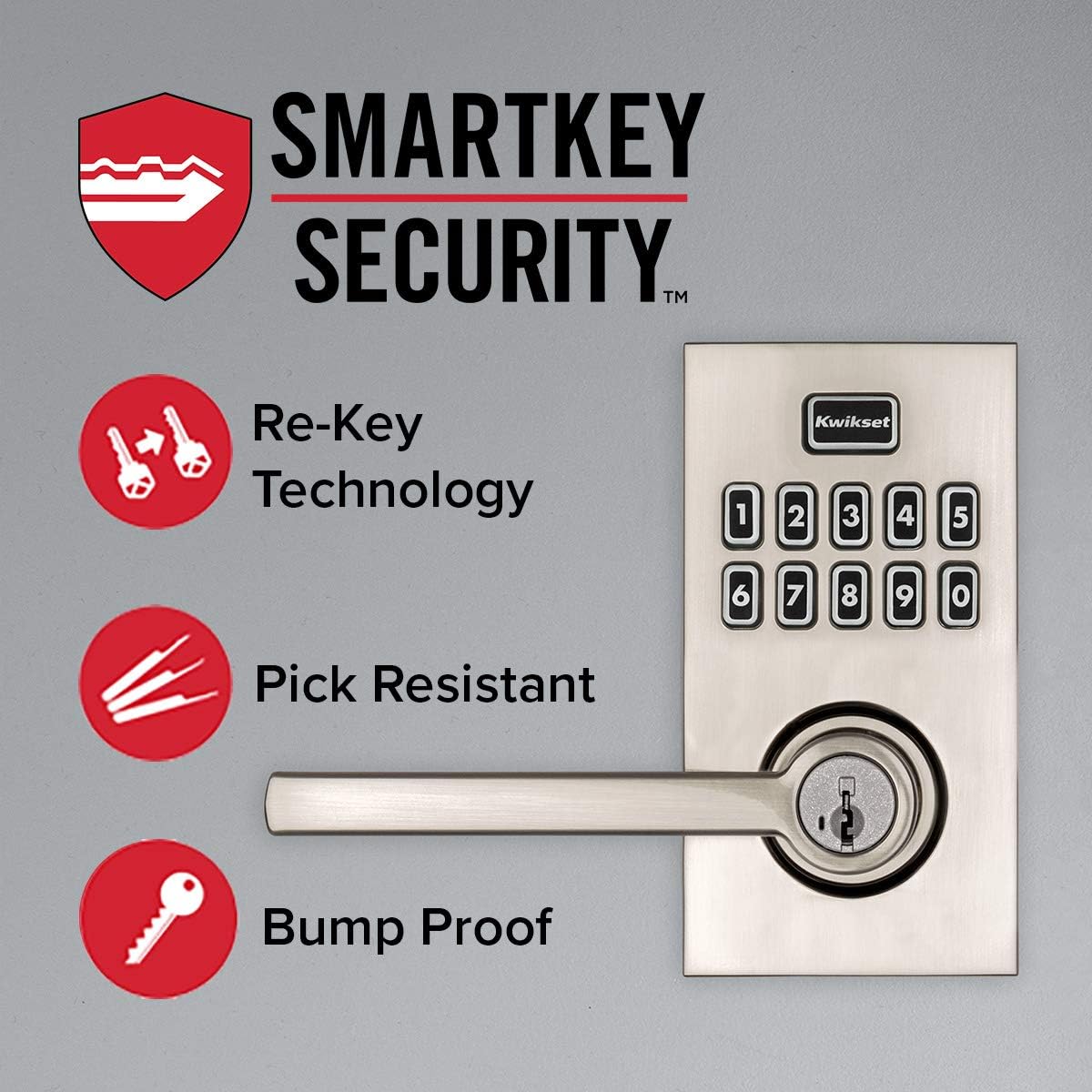 Kwikset SmartCode 917 Keyless Entry Electronic Lever Lock with Halifax Door Handle - Polished Chrome