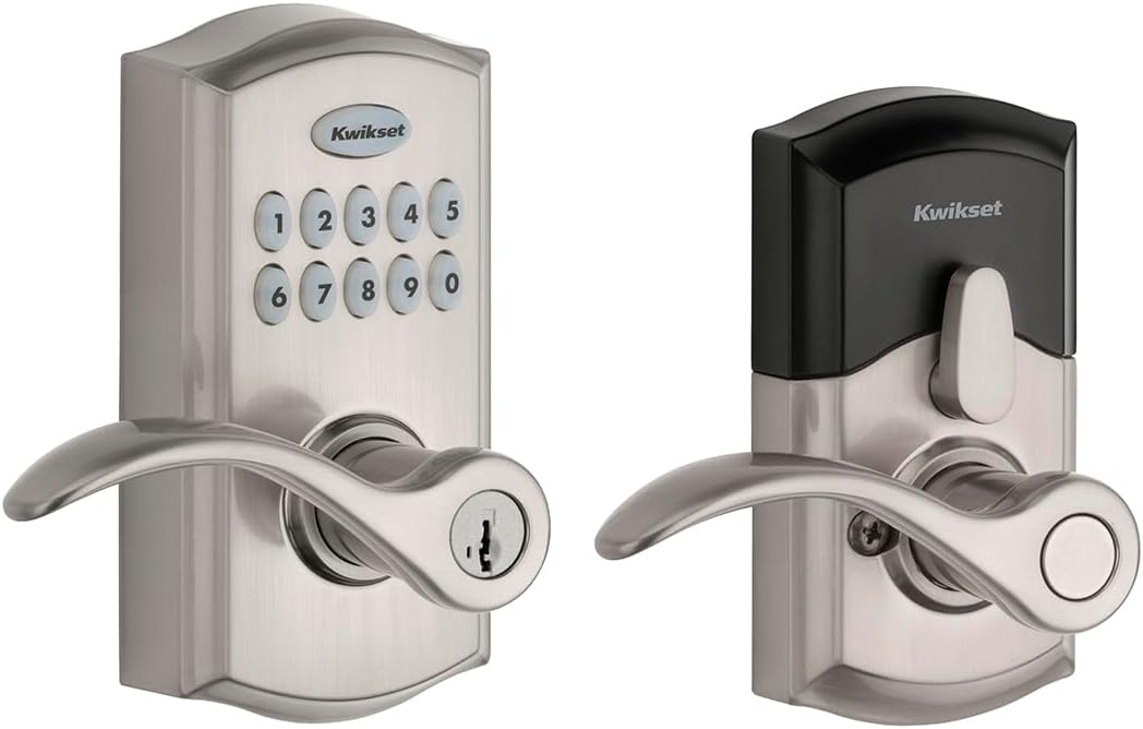 Kwikset SmartCode 955 Pembroke Light Commercial Electronic Lever with 10-Button Keypad, Keyless Entry, Long Battery Life, High Durability - Satin Nickel - WildKart