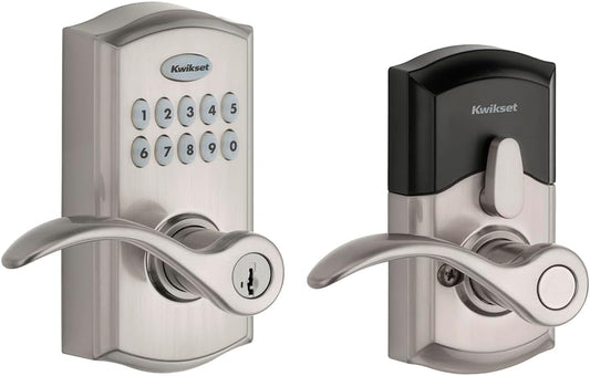 Kwikset SmartCode 955 Pembroke Light Commercial Electronic Lever with 10-Button Keypad, Keyless Entry, Long Battery Life, High Durability - Satin Nickel - WildKart