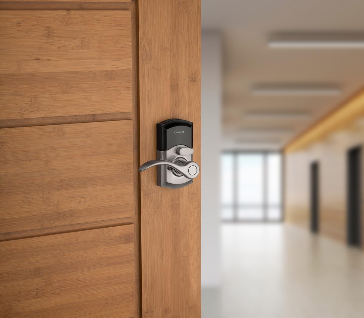 Kwikset SmartCode 955 Pembroke Light Commercial Electronic Lever with 10-Button Keypad, Keyless Entry, Long Battery Life, High Durability - Satin Nickel - WildKart