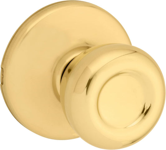 Kwikset Tylo Interior Passage Door Knob in Polished Brass for Closet and Hallway Doors