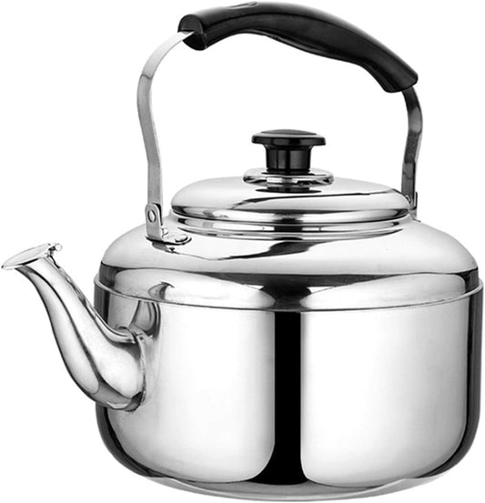 Kwnces Stainless Steel Whistling Tea Kettle for Stove Top - Ideal for Gas, Induction, Electric Stovetops - 4L Size