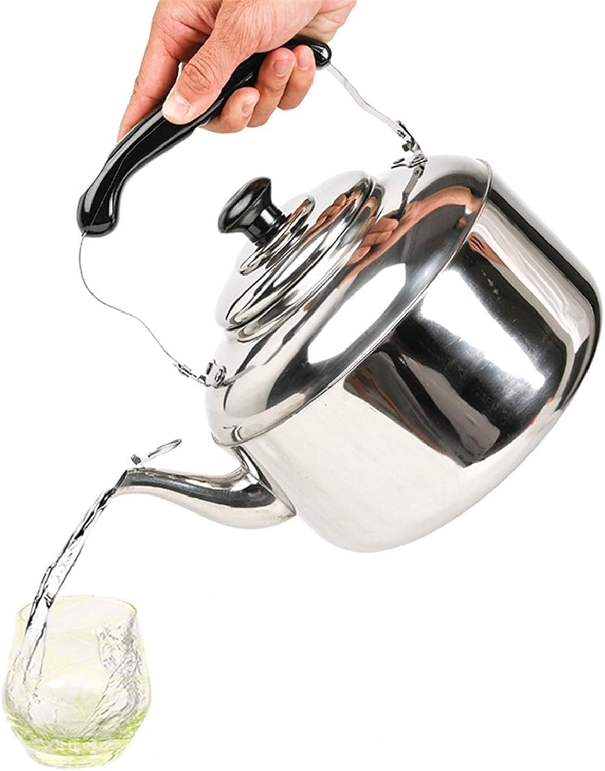 Kwnces Stainless Steel Whistling Tea Kettle for Stove Top - Ideal for Gas, Induction, Electric Stovetops - 4L Size