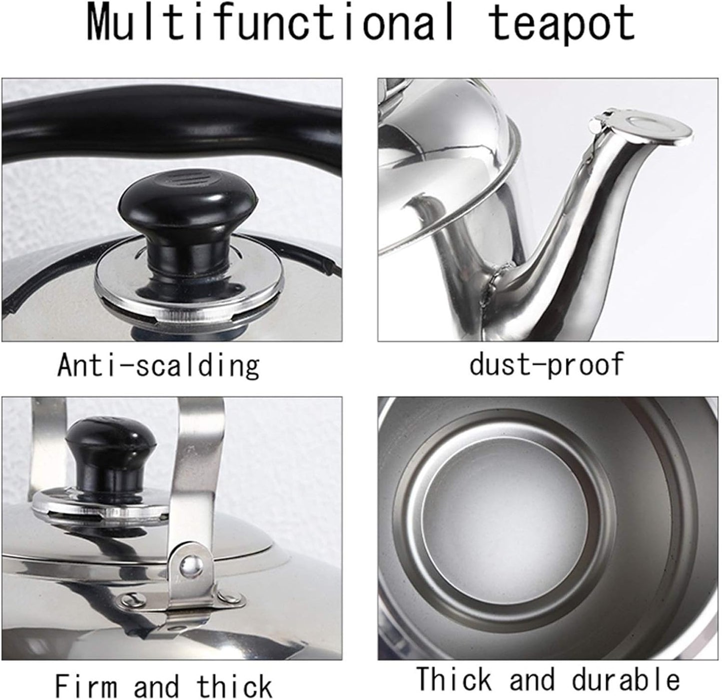Kwnces Stainless Steel Whistling Tea Kettle for Stove Top - Ideal for Gas, Induction, Electric Stovetops - 4L Size