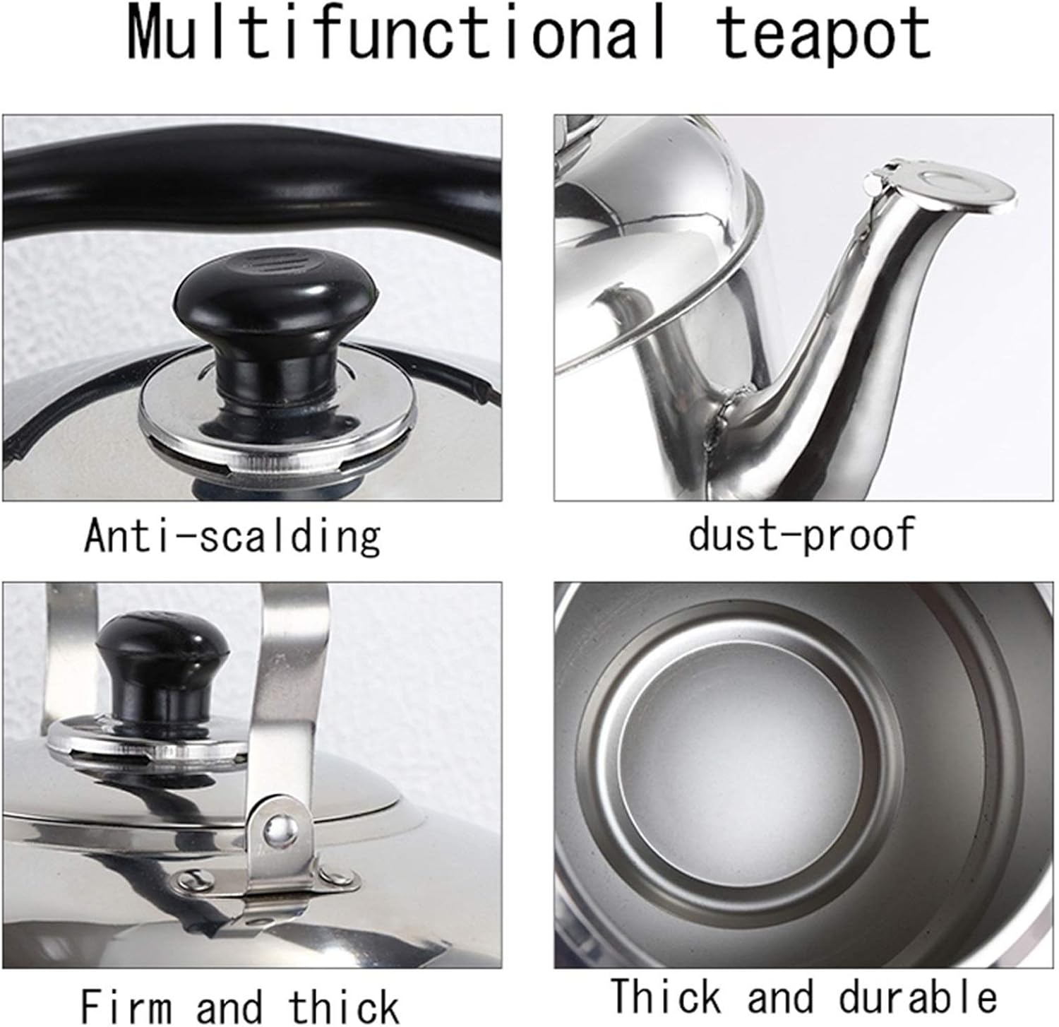 Kwnces Stainless Steel Whistling Tea Kettle for Stove Top - Ideal for Gas, Induction, Electric Stovetops - 4L Size