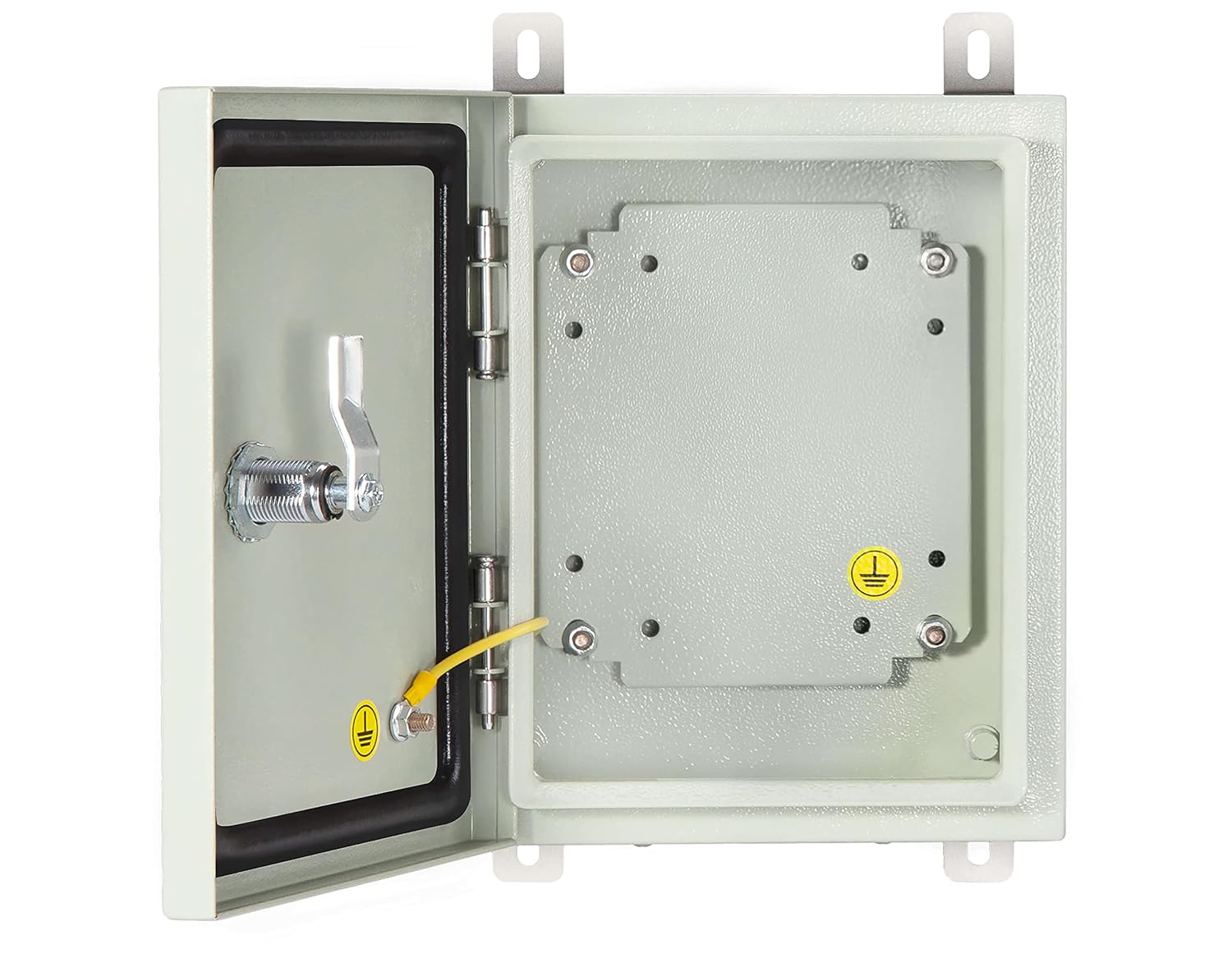 KWONONG IP65 Waterproof Metal Enclosure with Mounting Plate and Wall Bracket for Indoor/Outdoor Projects - 250×200×150mm