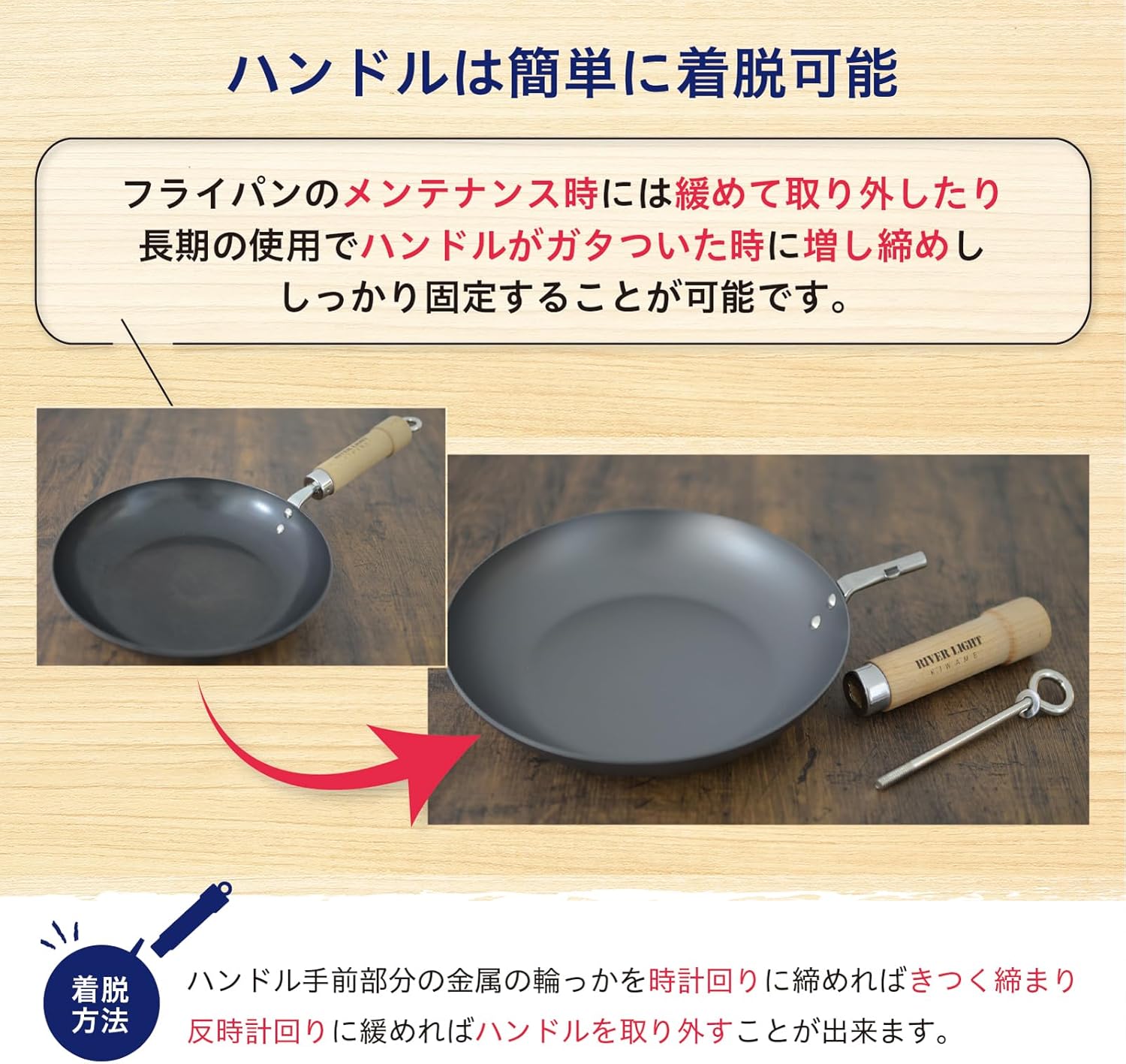 Kyoku Japan River Light J2326 Iron Frying Pan - 10.2 inches - Nitrided Iron Plate - IH Compatible & Rust Resistant - Made in Japan