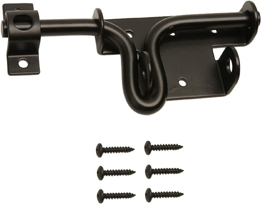 LAJIAOZ Black Heavy Duty Slide Bolt Gate Latch with Padlock Hole for Shed Doors, Fences, Barns, and Outdoor Use