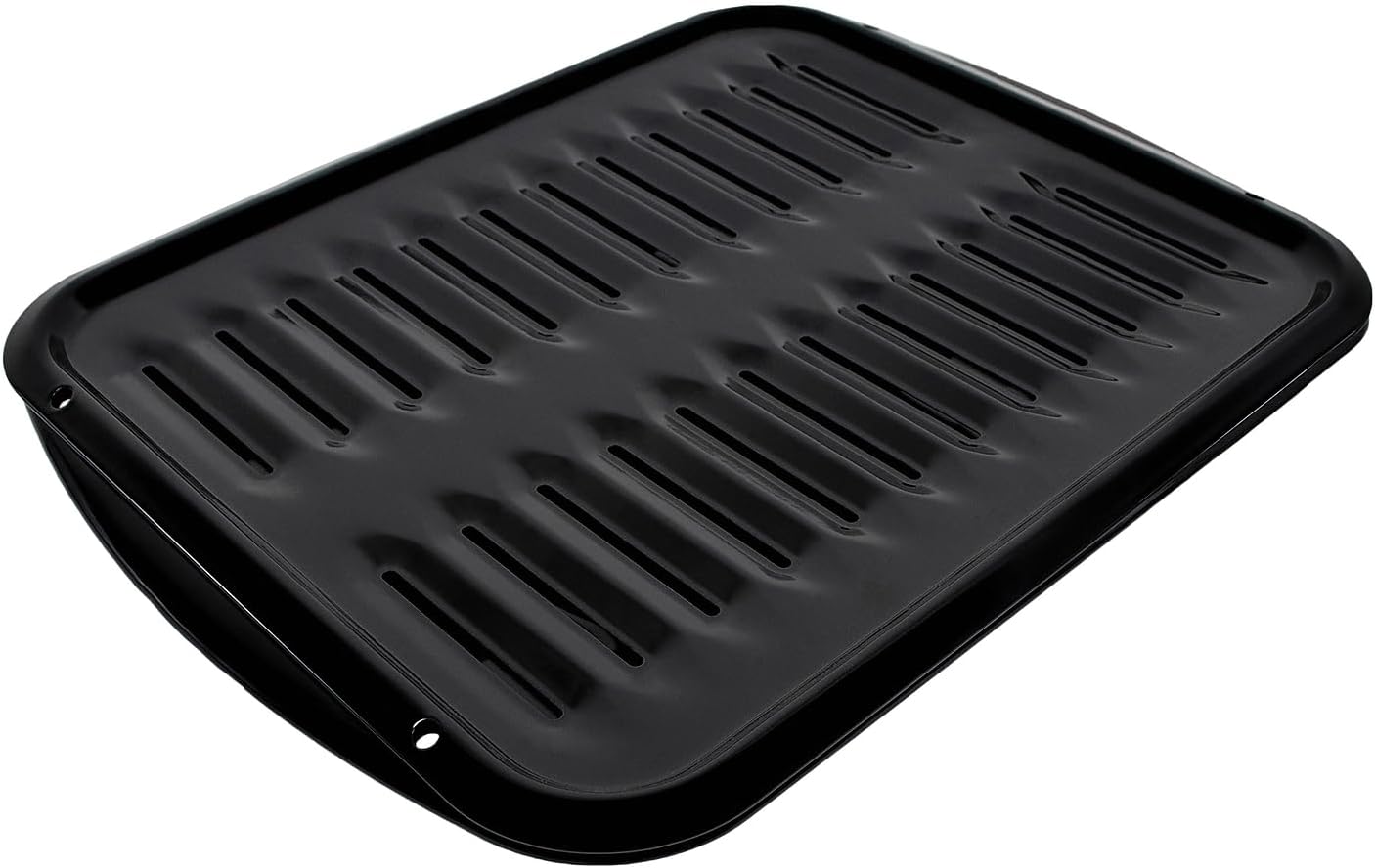 Large 2-Piece Broiler Pan & Grill Set - Porcelain-on-Steel - 16-1/2"x12-3/4"x1-3/4" - Black - Certified Appliance Accessories