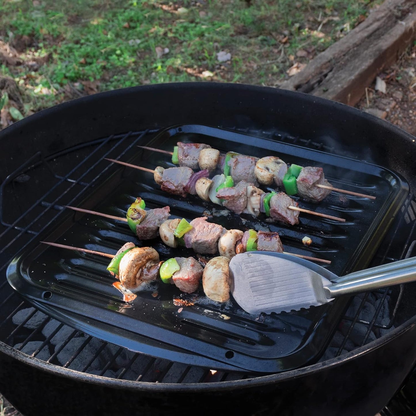 Large 2-Piece Broiler Pan & Grill Set - Porcelain-on-Steel - 16-1/2"x12-3/4"x1-3/4" - Black - Certified Appliance Accessories