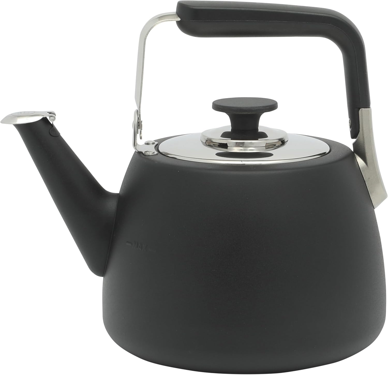 Large 2 QT Heavy Gauge Stainless Steel Whistling Tea Kettle in Matte Black by Sur La Table - Kitchen Essentials