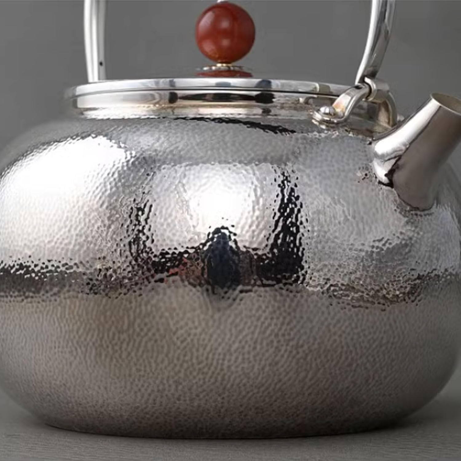 Large 2L Capacity Sterling Silver 999 Tea Kettle with Anti-Hot Handle - Household Pure Silver Pot for Tea, Coffee, Milk