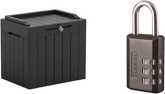Large 31 Gallon Resin Deck Box for Patio Furniture & Garden Tools, Weatherproof, UV Resistant, Lockable with Master Lock Padlock