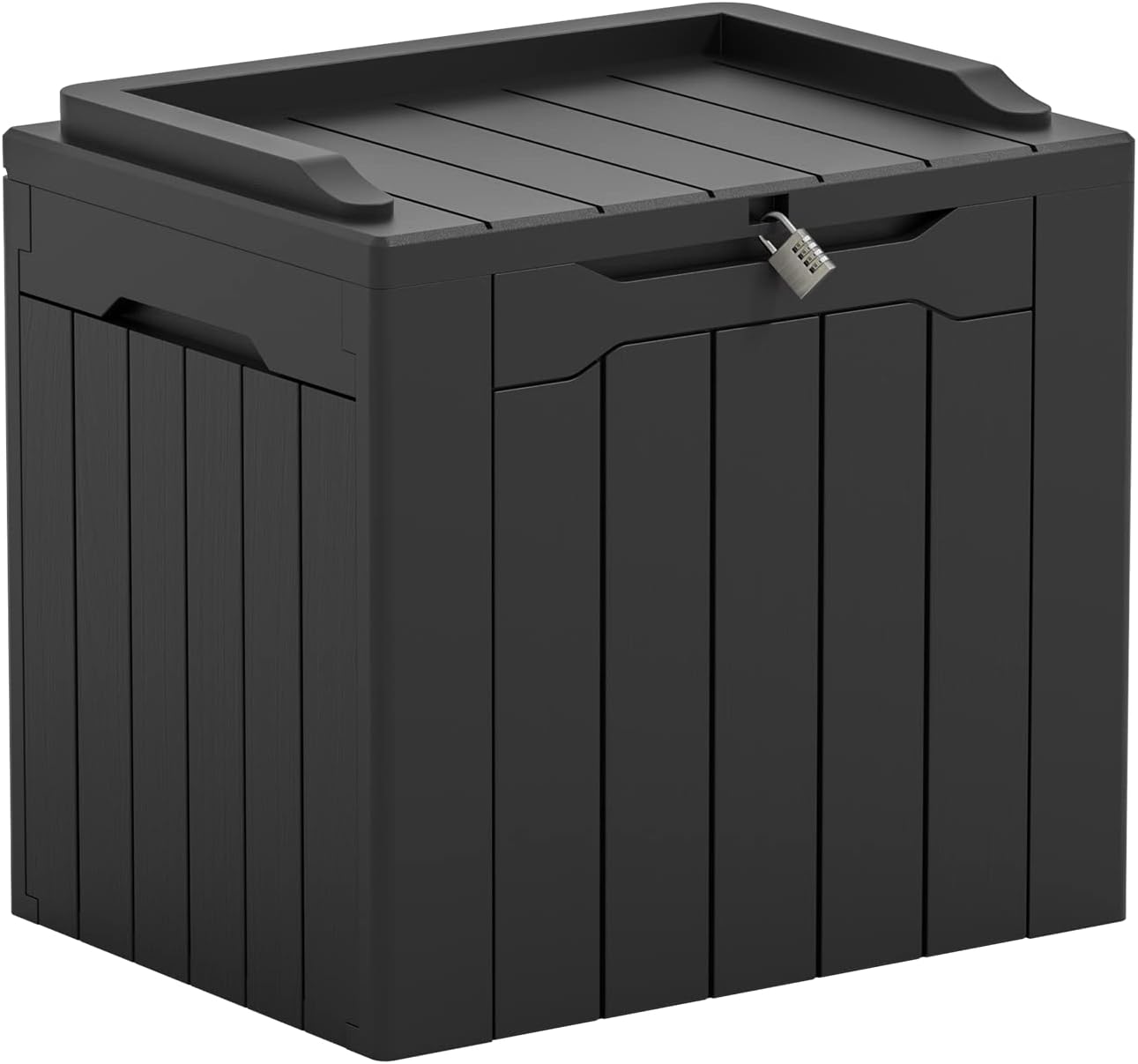 Large 31 Gallon Resin Deck Box for Patio Furniture & Garden Tools, Weatherproof, UV Resistant, Lockable with Master Lock Padlock