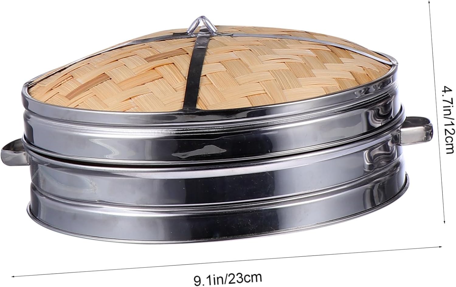 Large Bamboo Steamer with Double Ears for Dumplings - Stainless Steel Cookware for Steaming - Multifunctional Kitchen Gadgets