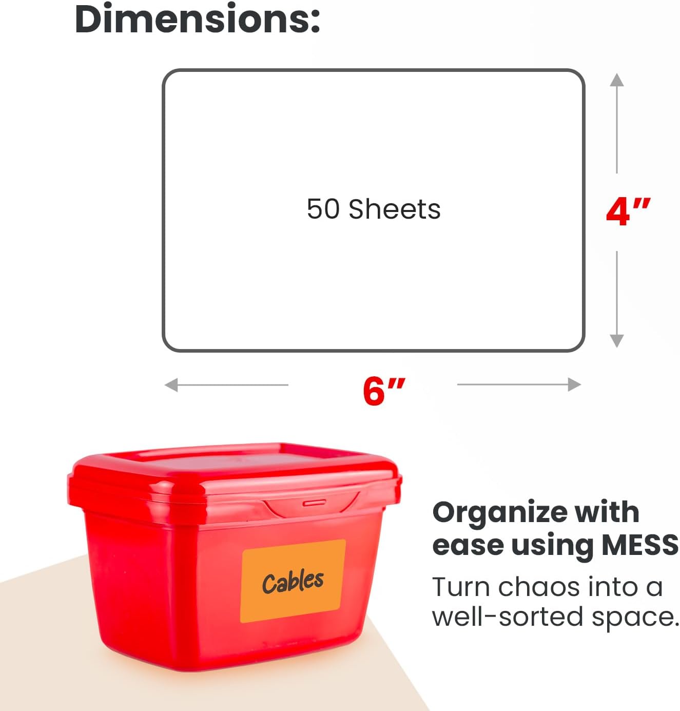 Large Bin Labels for Storage Bins (50 6x4) - Organize Pantry & Crafts - Removable Moving Labels - Labels for Storage Organization