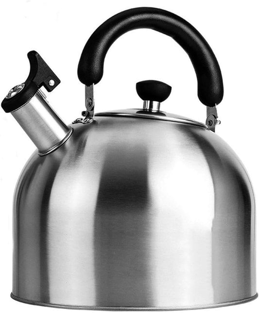 Large Capacity 304 Stainless Steel Whistling Tea Kettle for Induction, Gas, Electric Stoves - 2.6 Quart