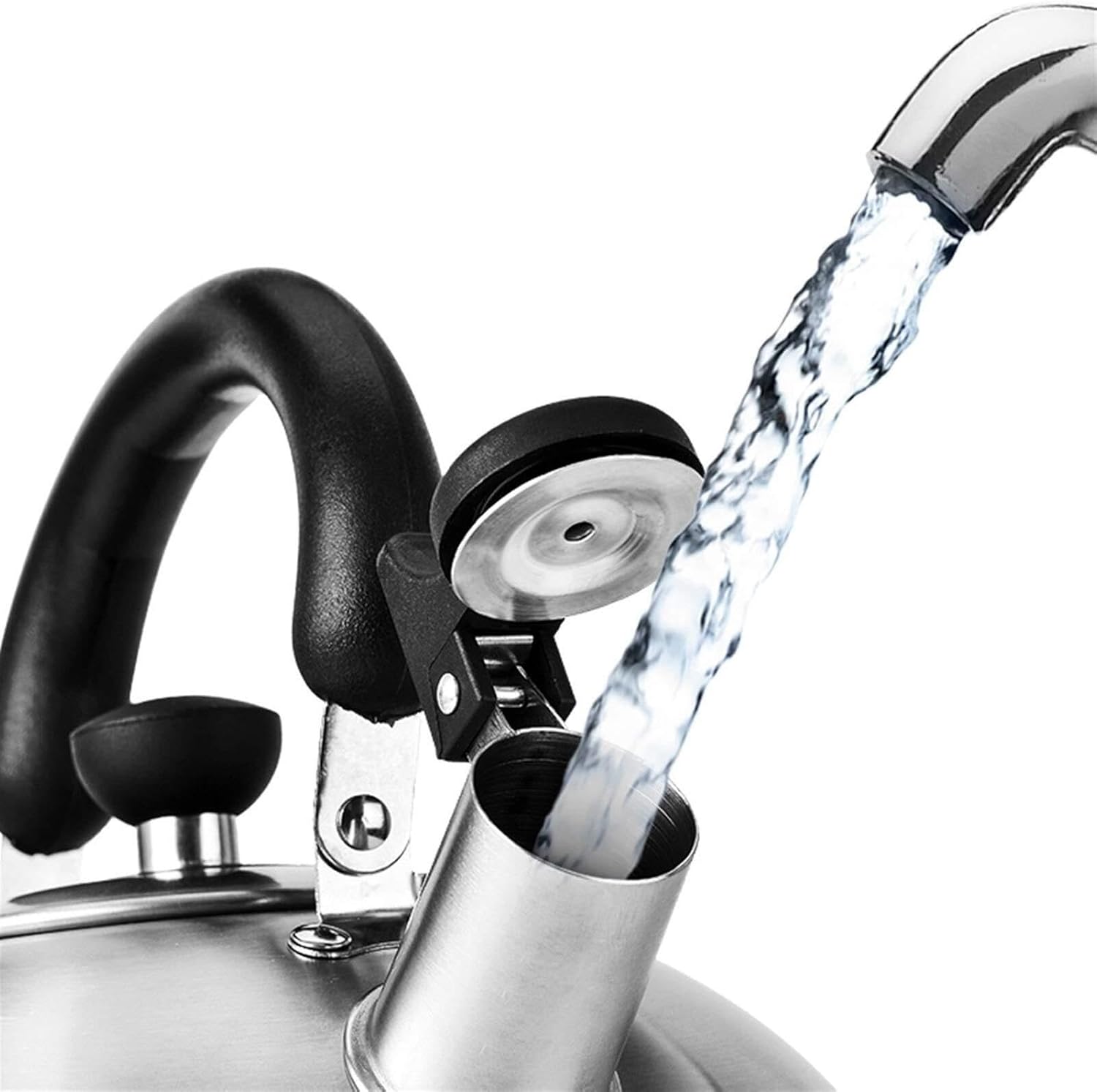 Large Capacity 304 Stainless Steel Whistling Tea Kettle for Induction, Gas, Electric Stoves - 2.6 Quart