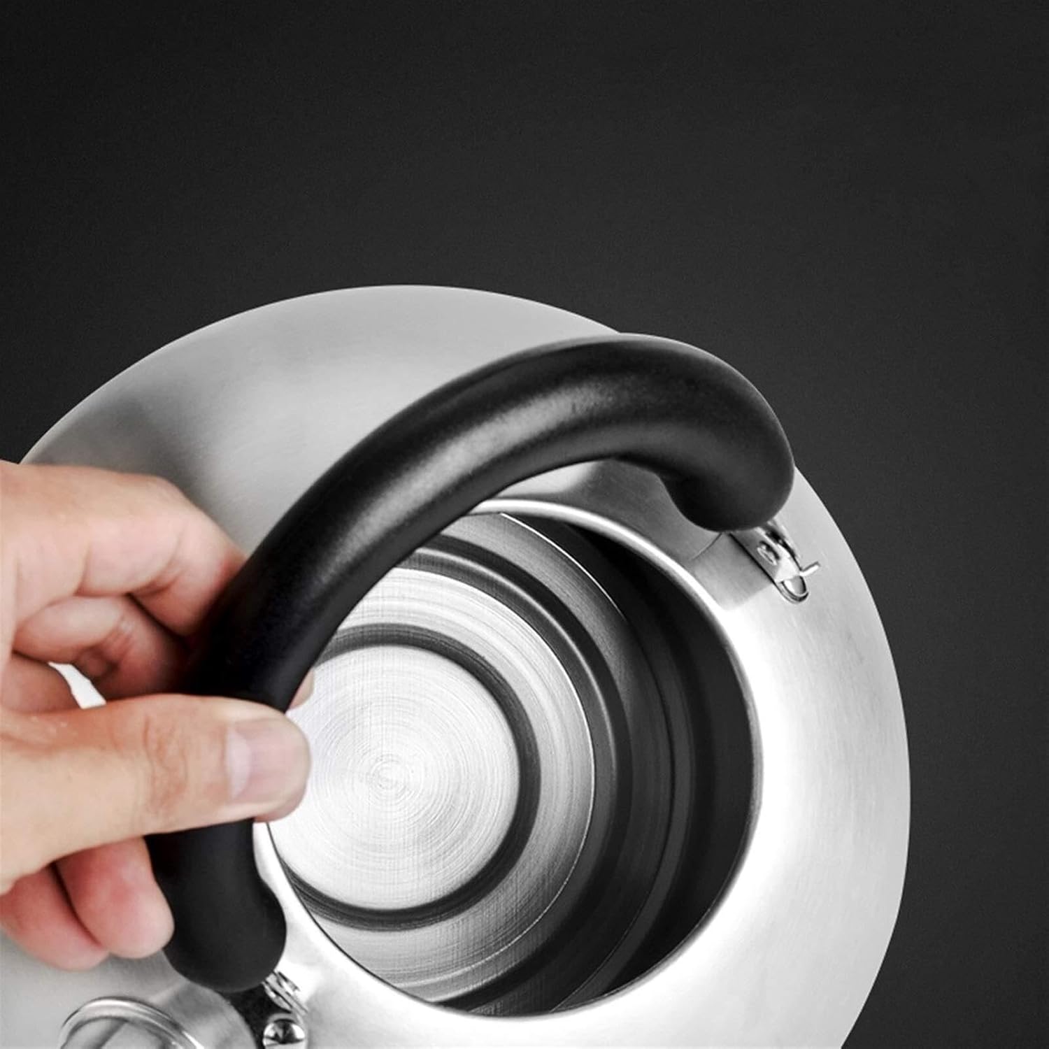Large Capacity 304 Stainless Steel Whistling Tea Kettle for Induction, Gas, Electric Stoves - 2.6 Quart