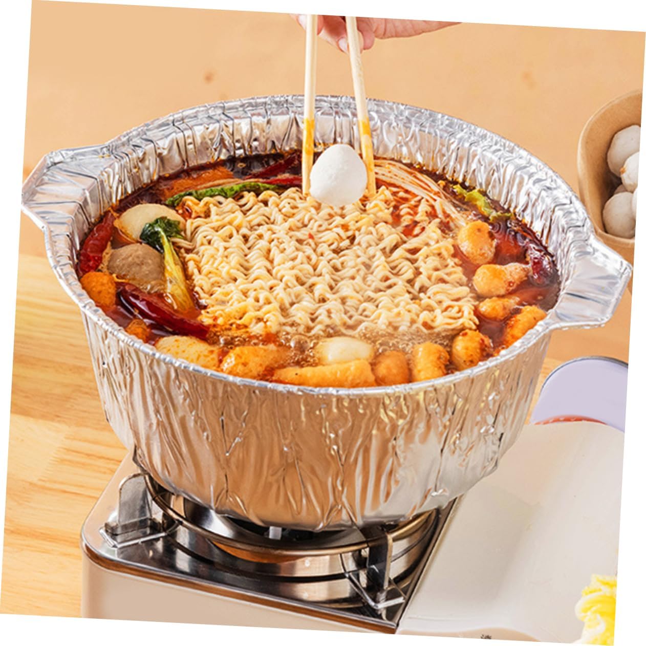 Large Capacity Portable Aluminum Foil Pan for Cooking and Food Storage - Ideal for Camping, Meal Prep, and Barbecue - Durable Tin Foil Pot