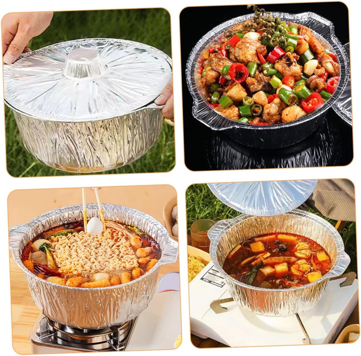 Large Capacity Portable Aluminum Foil Pan for Cooking and Food Storage - Ideal for Camping, Meal Prep, and Barbecue - Durable Tin Foil Pot