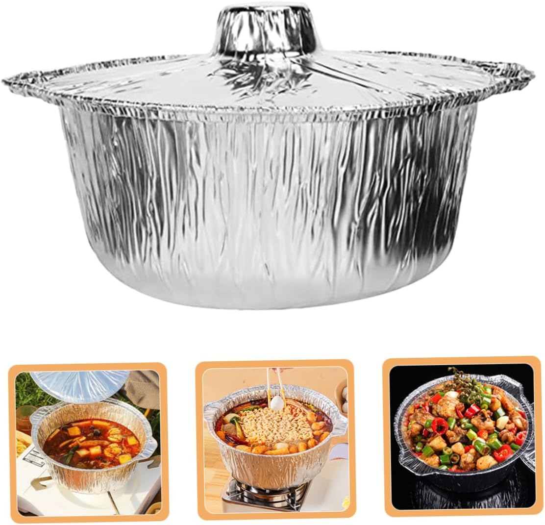 Large Capacity Portable Aluminum Foil Pan for Cooking and Food Storage - Ideal for Camping, Meal Prep, and Barbecue - Durable Tin Foil Pot
