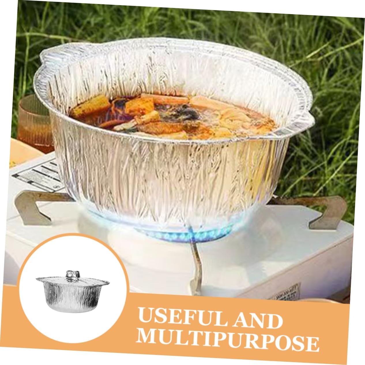 Large Capacity Portable Aluminum Foil Pan for Cooking and Food Storage - Ideal for Camping, Meal Prep, and Barbecue - Durable Tin Foil Pot