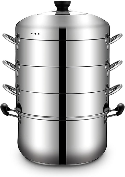 Large Capacity Stainless Steel Steamer/Stock Pot for Gas Stove/Induction Cooker - 30cm/32cm/34cm - Household/Commercial Use